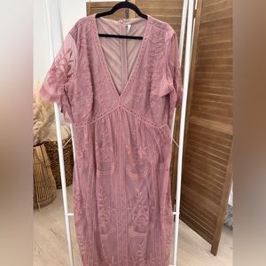 Pink blush plus size maternity dress